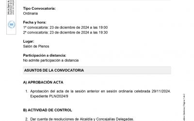 CONVOCATORIA DE PLENO ORDINARIO